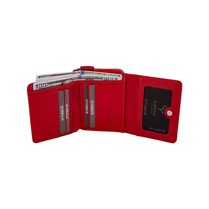 Zoozie Bags Cartera de Mujer Roja de Piel Auténtica - 11x2x8.5 cm